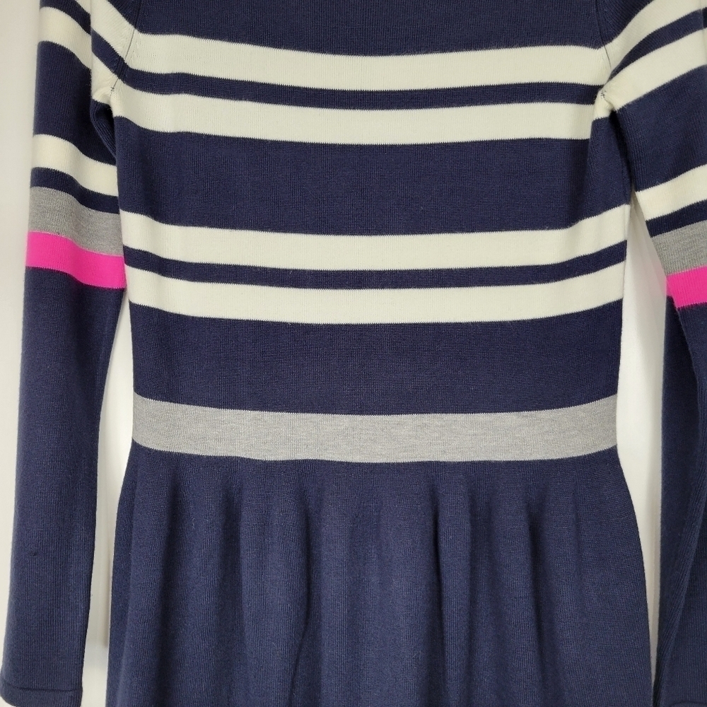 Eliza J Women's Navy Striped Pink/Gray/Cream Long Sleeve Sweater Dress Size M - Picture 6 of 10